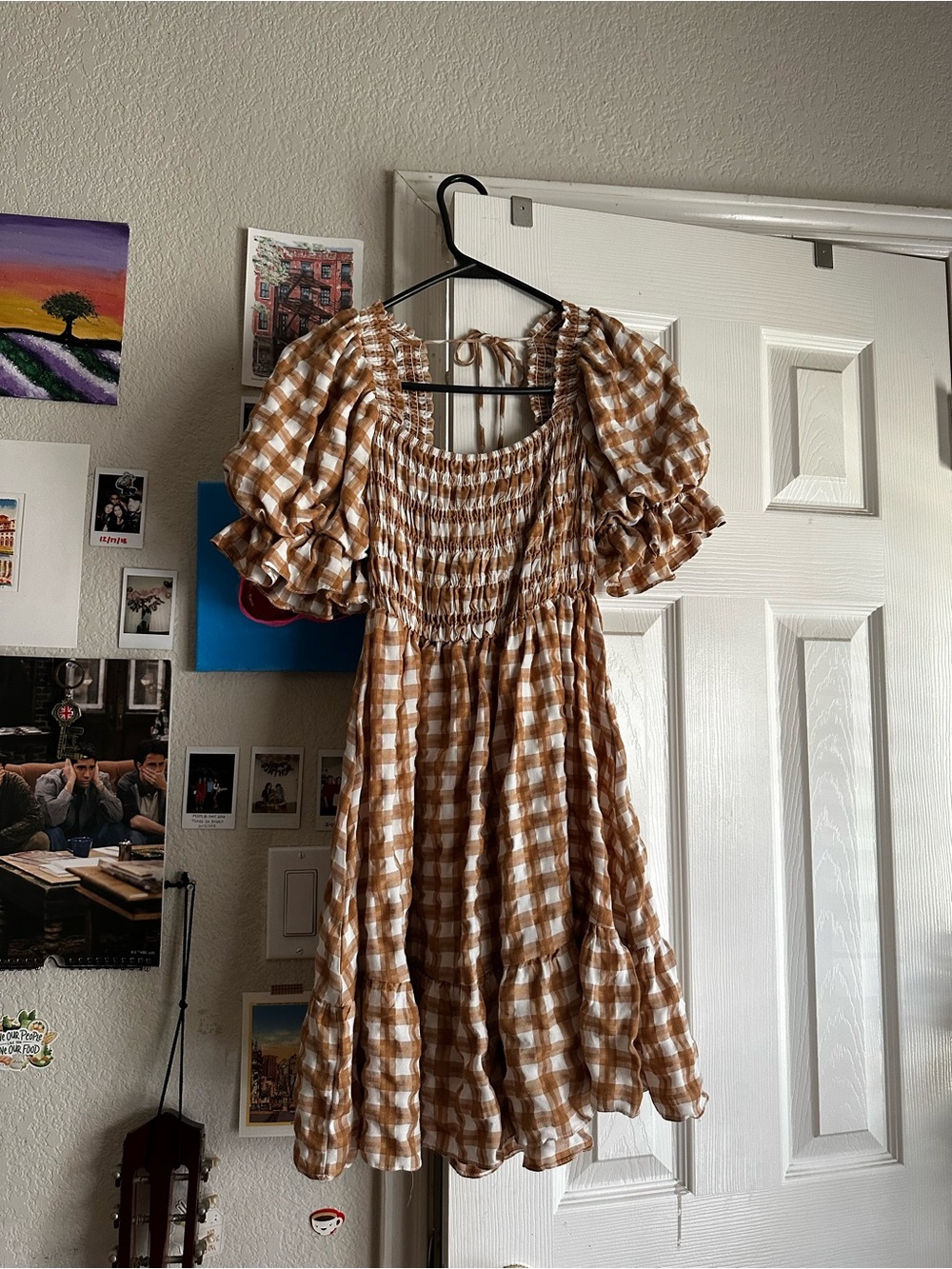 Princess Polly Brown and White Gingham Midi Dress